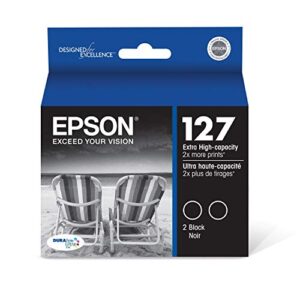 epson t127 durabrite ultra ink standard capacity black dual cartridge pack (t127120-d2) for select epson stylus and workforce printers