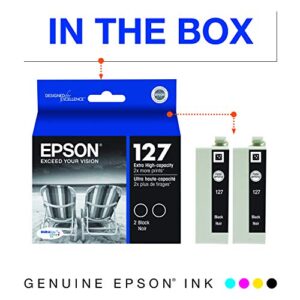 EPSON T127 DURABrite Ultra Ink Standard Capacity Black Dual Cartridge Pack (T127120-D2) for select Epson Stylus and WorkForce Printers