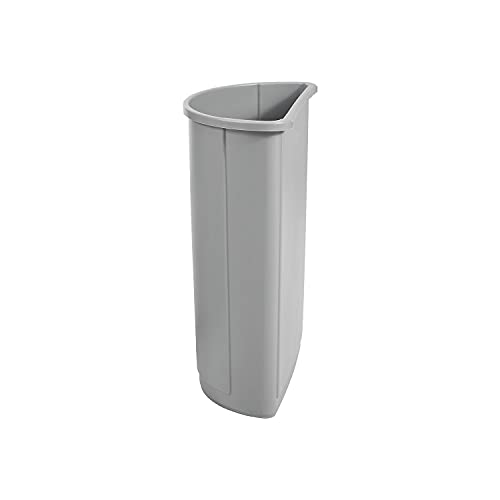 Rubbermaid Commercial 352000Gy Untouchable Waste Container Half-Round Plastic 21Gal Gray