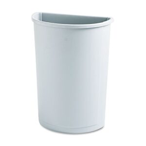 rubbermaid commercial 352000gy untouchable waste container half-round plastic 21gal gray