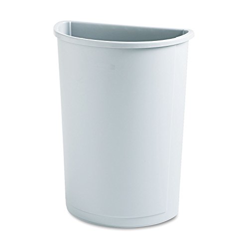 Rubbermaid Commercial 352000Gy Untouchable Waste Container Half-Round Plastic 21Gal Gray