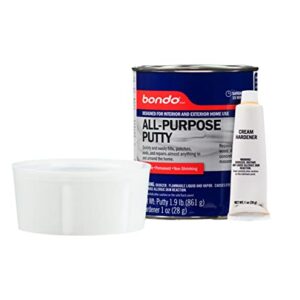 Bondo All-Purpose Putty, Designed for Interior and Exterior Home Use, Paintable, Permanent, Non-Shrinking, 1.9 lb., 1-Quart