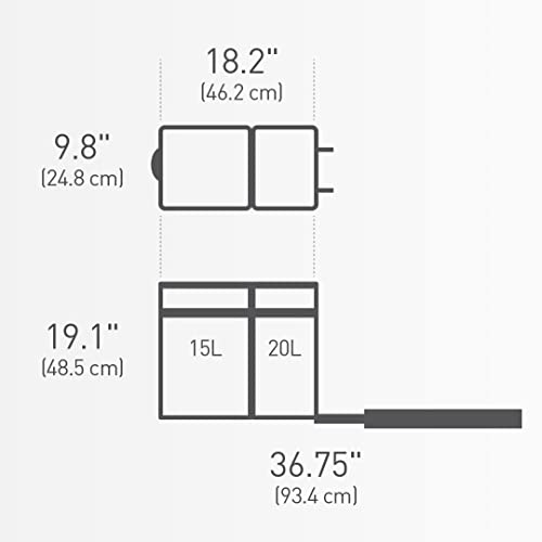 simplehuman 35 Liter / 9.3 Gallon Dual Compartment Under Counter Kitchen Cabinet Pull-Out Recycling Bin and Trash Can