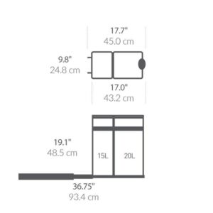 simplehuman 35 Liter / 9.3 Gallon Dual Compartment Under Counter Kitchen Cabinet Pull-Out Recycling Bin and Trash Can