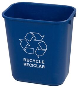 cfs 342928rec14 plastic recycle deskside wastebasket, 28 quart, blue