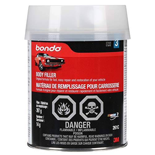 Bondo Body Filler, Original Formula for Fast, Easy Repair & Restoration of your Vehicle, 00261, Filler 14 oz and 0.5 oz Hardener, 1 Can