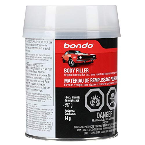 Bondo Body Filler, Original Formula for Fast, Easy Repair & Restoration of your Vehicle, 00261, Filler 14 oz and 0.5 oz Hardener, 1 Can