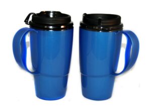 gama electronics 2 insulated thermoserv coffee mugs 16 oz. blue
