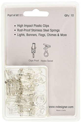 RV Designer M111, Klippy Klips Awning Clips, Light Hangars, 10 Per Pack,Clear