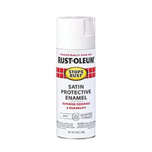 rust-oleum 7791830 stops rust spray paint, 12 ounce, satin white, 12 fl oz