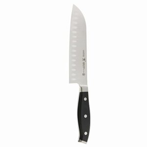 henckels forged premio hollow edge santoku knife, 7-inch, black/stainless steel