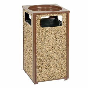 global industrial stone panel trash sand urn, 13-1/2″ square x 32″ h, brown