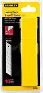 stanley 11-325t 25mm heavy duty quick-point snap-off blades with dispenser, pack of 10