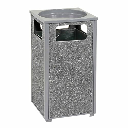 Global Industrial Stone Panel Trash Sand Urn, 13-1/2" Square X 32" H, Gray