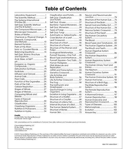 Carson Dellosa The 100 Series: Biology Workbook—Grades 6-12 Science, Matter, Atoms, Cells, Genetics, Elements, Bonds, Classroom or Homeschool Curriculum (128 pgs)