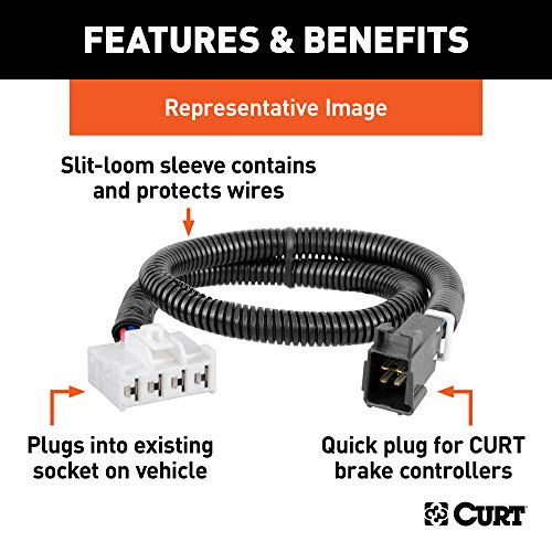 CURT 51438 Quick Plug Electric Trailer Brake Controller Wiring Harness, Select Dodge, Ram 1500, 2500, 3500