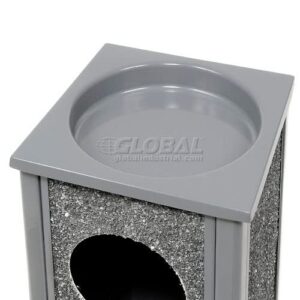 Global Industrial Stone Panel Trash Sand Urn, 10-1/4" Square X 24" H, Gray