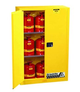 justrite 894500 sure-grip ex standard safety cabinet, 43w x 18d x 65h, yellow