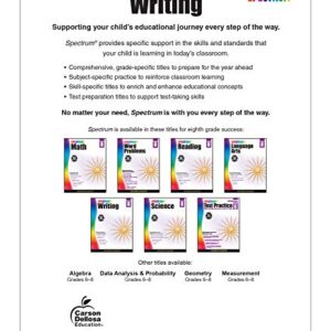 Spectrum 8th Grade Writing Workbook, Ages 13 to 14, Grade 8 Writing Workbook Informative, Advertising, Persuasive, Letter, and Fiction Story Writing Prompts 8th Grade Workbook - 144 Pages