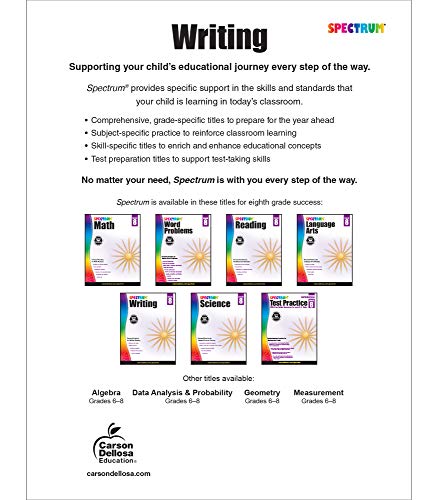 Spectrum 8th Grade Writing Workbook, Ages 13 to 14, Grade 8 Writing Workbook Informative, Advertising, Persuasive, Letter, and Fiction Story Writing Prompts 8th Grade Workbook - 144 Pages