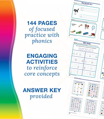 Spectrum Kindergarten Phonics Workbook, Ages 5 to 6, Kindergarten Phonics Workbooks, Letter Recognition, Alphabet Order, Vowel and Consonant Sound Practice - 144 Pages