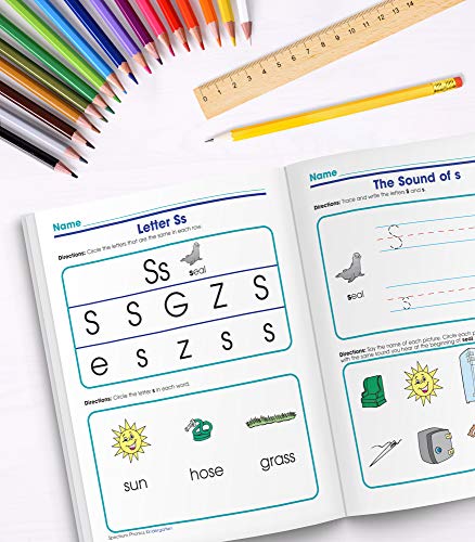 Spectrum Kindergarten Phonics Workbook, Ages 5 to 6, Kindergarten Phonics Workbooks, Letter Recognition, Alphabet Order, Vowel and Consonant Sound Practice - 144 Pages