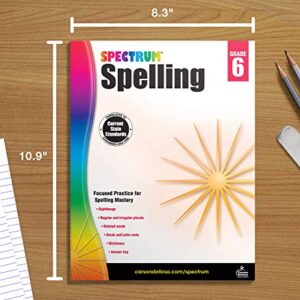 Spectrum 6th Grade Spelling Workbook, Grammar and Handwriting Practice With Root Words, Diphthongs, Prefixes, Suffixes, 6th Grade Workbook With English Dictionary, Classroom or Homeschool Curriculum