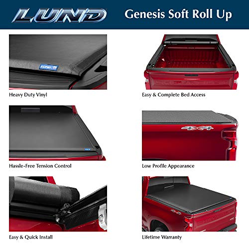 Lund Genesis Roll Up Soft Roll Up Truck Bed Tonneau Cover | 96063 | Fits 2003 - 2018, 2019 - 2020 Classic Dodge Ram 1500 8' Bed (96")