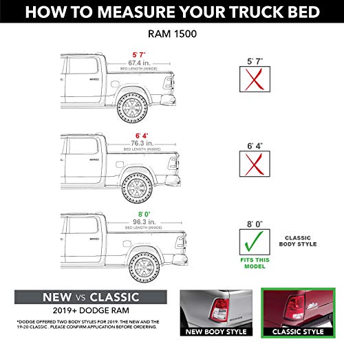 Lund Genesis Roll Up Soft Roll Up Truck Bed Tonneau Cover | 96063 | Fits 2003 - 2018, 2019 - 2020 Classic Dodge Ram 1500 8' Bed (96")