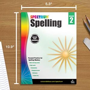 Spectrum Spelling Workbook Grade 2, Phonics and Handwriting Practice With Sight Words, Vowels, and Compound Words, 2nd Grade Workbook With English Dictionary, Classroom or Homeschool Curriculum