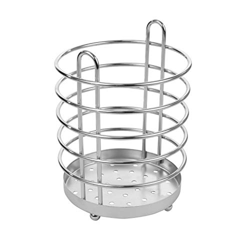 Spectrum Diversified Pantry Works Grande Round Holder & Kitchen Countertop Organizer Cooking Utensil Crock for Kitchen Organization & Storage, Cutlery & Flatware Caddy, Chrome