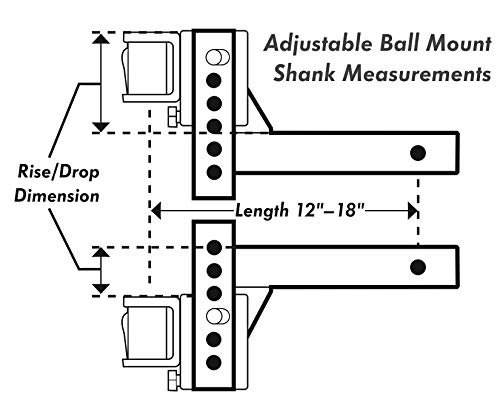 Camco EAZ-Lift Ball Mount Shank | Features an Adjustable Design, Powder-Coated Finish, and Fits a 2-inch x 2-inch Receiver (48132)