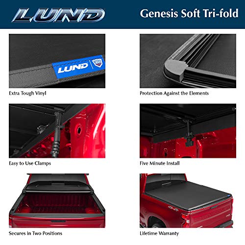 Lund Genesis Tri-Fold Soft Folding Truck Bed Tonneau Cover | 95064 | Fits 2009 - 2018, 2019 - 2020 Classic Dodge Ram 1500 6' 6" Bed (78")