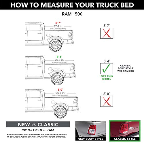 Lund Genesis Tri-Fold Soft Folding Truck Bed Tonneau Cover | 95064 | Fits 2009 - 2018, 2019 - 2020 Classic Dodge Ram 1500 6' 6" Bed (78")