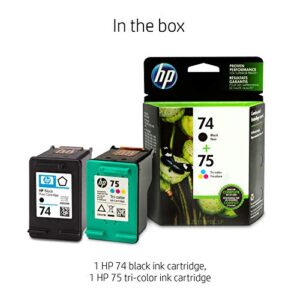 HP 74 and HP 75 | 2 Ink Cartridges | Black, Tri-color | Works with HP DeskJet D4260, HP OfficeJet J5788, J6480, HP Photosmart C4300 series, C4400 series, C4500 series, C5500 series | CB335WN, CB337WN