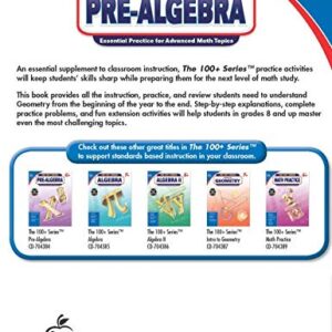 Carson Dellosa | Pre-Algebra Workbook | 6th–8th Grade, 128pgs (The 100+ Series™)