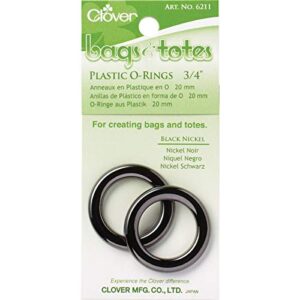 clover bags & totes 3/4-inch plastic o-ring black nickel, 2 ea.