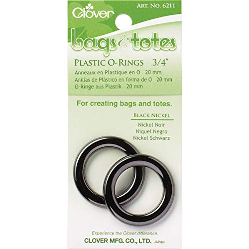 Clover Bags & Totes 3/4-Inch Plastic O-Ring Black Nickel, 2 ea.