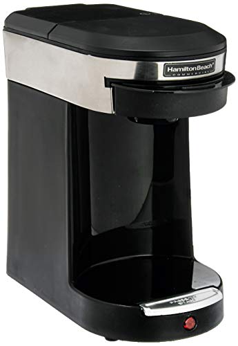 Hamilton Beach Commercial Deluxe 1 Cup Coffeemaker-Black/Stainless Steel Single Hospitality 3-Minute Brew Time, Stainless Steel/Black-1030390, Coffee Pod Brewer