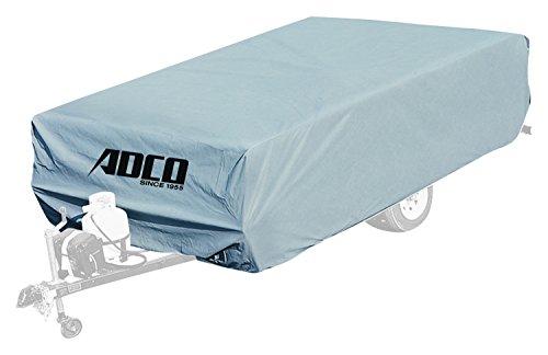 ADCO 2895 Pop Up Folding Trailer Polypropylene Cover, Fits 16'1" - 18' Trailers, Gray/White