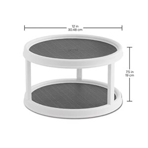 Copco Non-Skid 2 Tier Turntable, 12-Inch, White/Gray