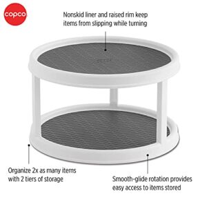 Copco Non-Skid 2 Tier Turntable, 12-Inch, White/Gray