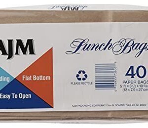 AJM Brown Paper Lunch Bags 40 Count