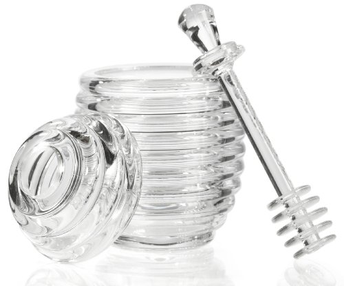 Prodyne Acrylic Honey Jar With Server, Off-white