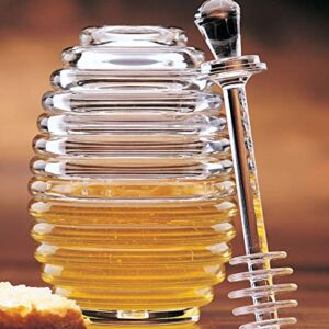 Prodyne Acrylic Honey Jar With Server, Off-white