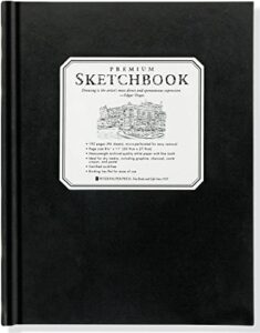 premium black sketchbook – large (8-1/2 inch x 11 inch, micro-perforated pages)