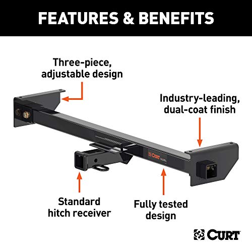 CURT 13701 Camper Adjustable Trailer Hitch RV Towing with 2-Inch Drop, 2 in. Receiver, 5,000 lbs, Fits Frames up to 51 Inches Wide