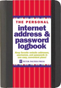 the personal internet address & password logbook (removable cover band for security)