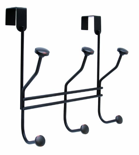 Amerock | Over-The-Door Hook Rack | 3 Double Prong Hooks | Oil Rubbed Bronze | 9-3/4 inch (248 mm) Length