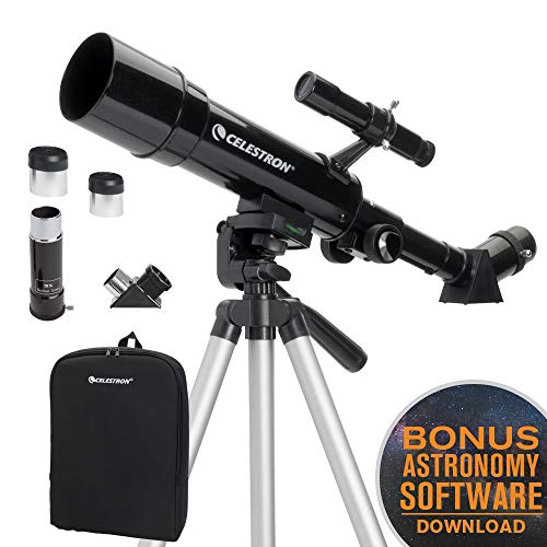 Celestron - 50mm Travel Scope - Portable Refractor Telescope - Fully-Coated Glass Optics - Ideal Telescope for Beginners - BONUS Astronomy Software Package